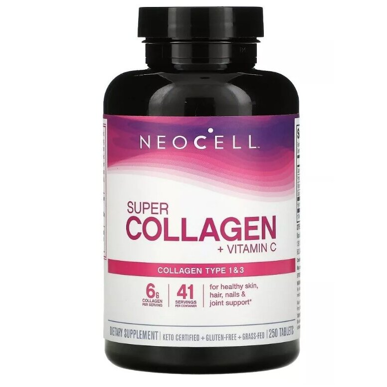 NeoCell Super Collagen + C Tablets For Healthy Skin, Hair, Nails & Joint Support 250's